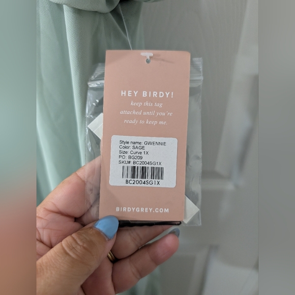 NWT Birdy Grey, Gwennie Dress, 1X, Sage, Chiffon Bridesmaid Formal Dress POCKETS - Picture 4 of 6